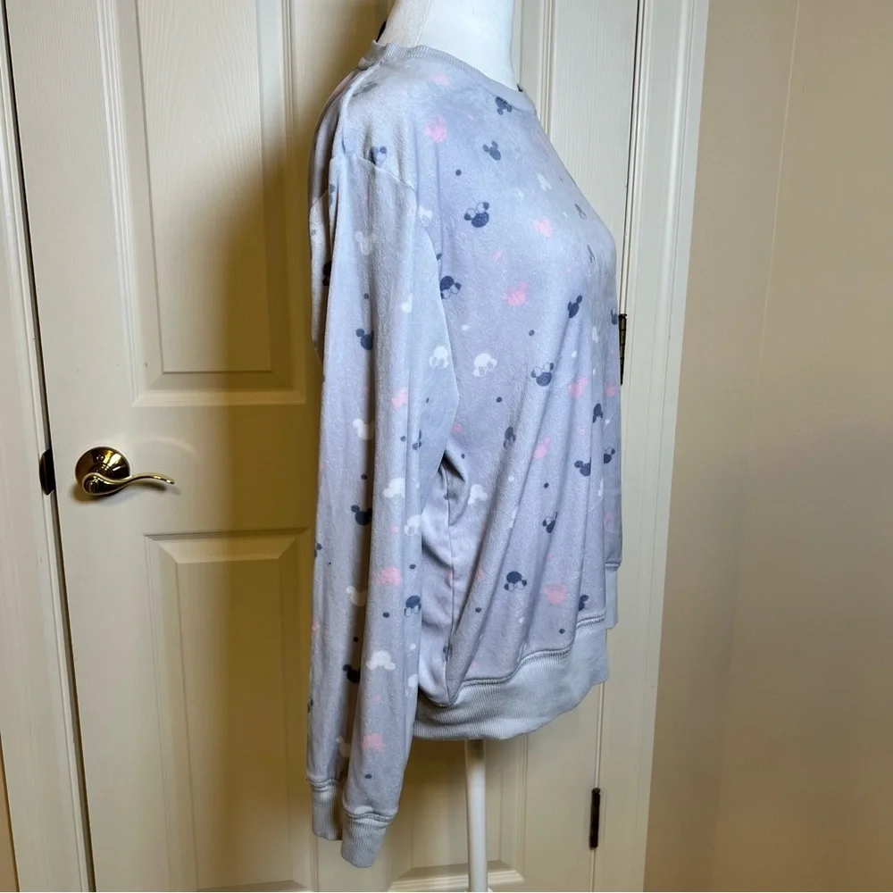 Disney Velour Pajama Top Pastel Mickey and Minnie Silhouette Size Large - Picture 3 of 8